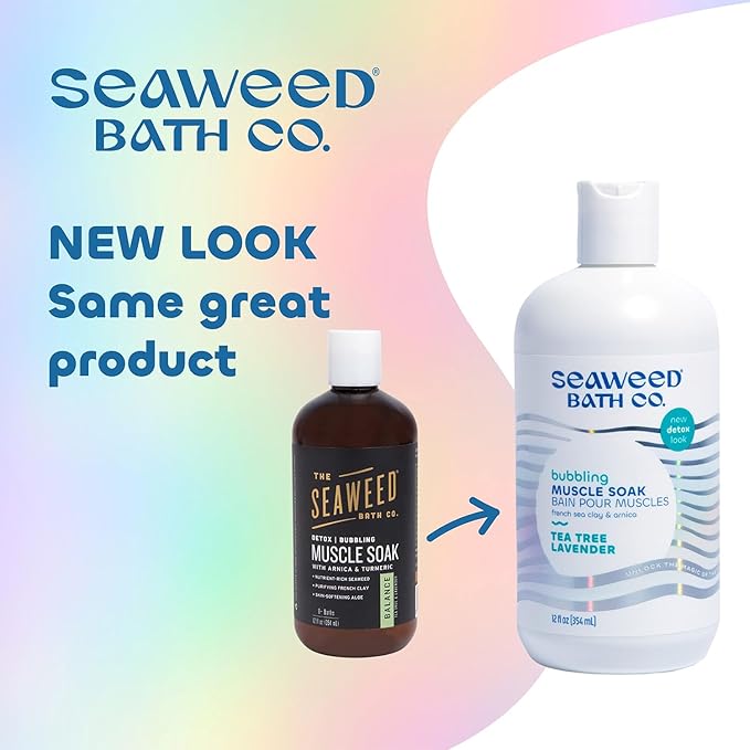 Seaweed Bath Co. Bubbling Muscle Soak, Tea Tree Lavender Scent, 12 Ounce, Sustainably Harvested Seaweed, French Sea Clay, Arnica - Bloomnest