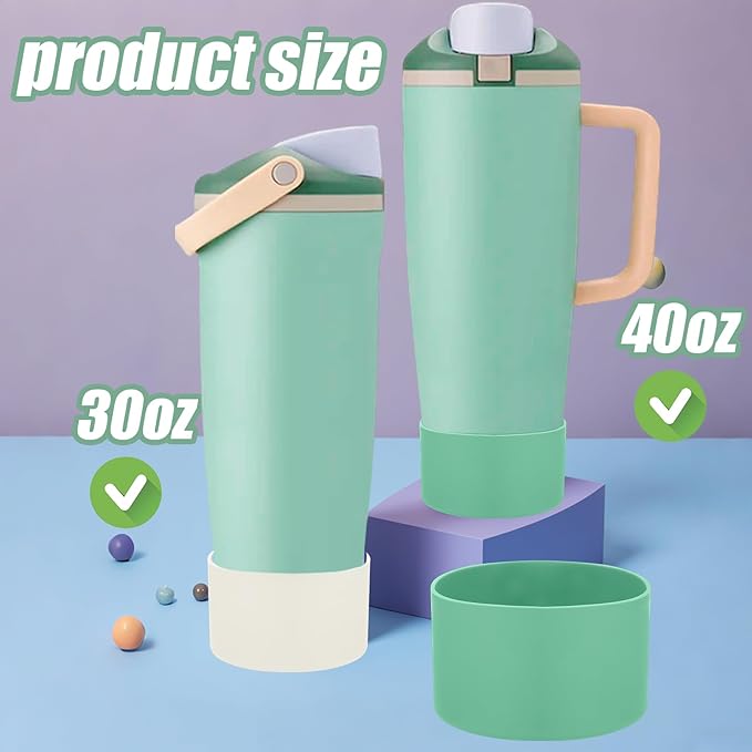 Mity rain 2PCS Protective Silicone Boots for Owala 30oz & 40oz FreeSip Sway Bottles & Tumblers - Accessories for owala, Enhances Stability & Prevents Scratches (Eucalyptus & Lvory) Mityrain