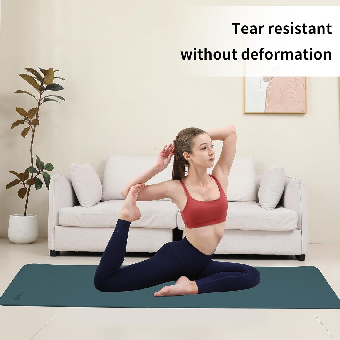 HAHE Yoga Mat Thick (8MM,1/3"), Eco-Friendly POE Non Slip Yoga Mat, High Rebound & Shock Absorption, Anti-Tear & Sweat-Resistant for Yoga, Fitness, Home, Workouts, Large Pilates Mats 72"x24" with Carrying Strap