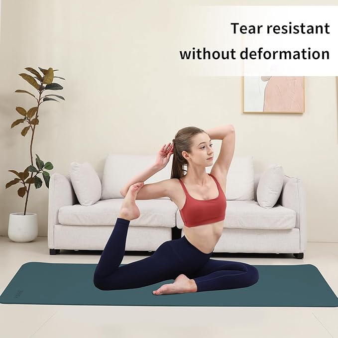 HAHE Yoga Mat Thick (8MM,1/3"), Eco-Friendly POE Non Slip Yoga Mat, High Rebound & Shock Absorption, Anti-Tear & Sweat-Resistant for Yoga, Fitness, Home, Workouts, Large Pilates Mats 72"x24" with Carrying Strap - Bloomnest