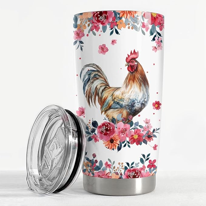 SANDJEST Chicken Tumbler - 20oz Stainless Steel Insulated Coffee Travel Mug Cup Gifts for Women, Girls & Teens for Birthday & Christmas - Bloomnest