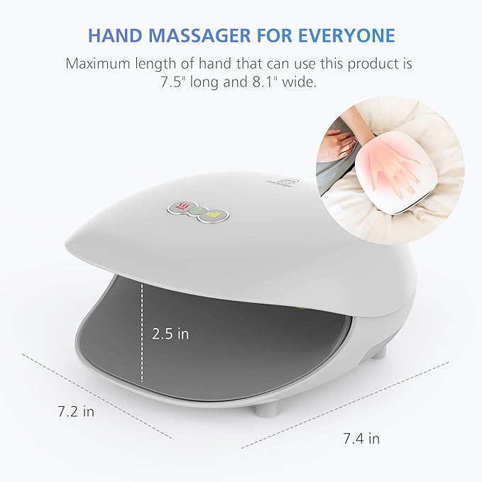 COMFIER FSA Wireless Hand Massager with Heat,3 Levels Compression & Heating,Rechargeable Hand Massager Machine for Carpal Tunnel,Christmas Gifts for Women,Men, HSA