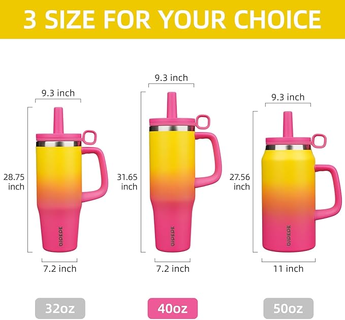 BJPKPK Insualted Tumblers with Handle and Straw 40oz Stianless Steel Travel Coffee Mug Thermal Cups with Lid,Rainbow - Bloomnest