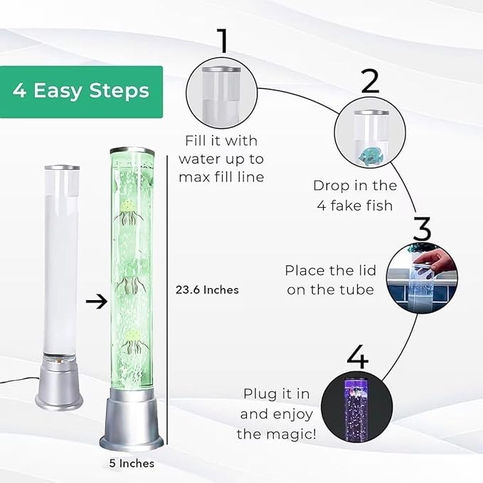 Shop LC Jellyfish Lamp Bubble Lights with 6 LED Color Automatic Changing Night Light Moving Jelly Fish Aquarium - Sensory Tube Tower Table Desk Lava Lamp for Bedroom Home Decor Christmas Gifts 1.9FT - Bloomnest