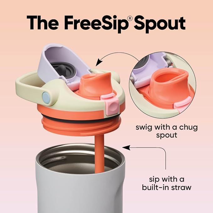 Owala FreeSip Sway Insulated Stainless Steel Water Bottle with Two-Way Spout, Built-In Straw and Bucket Handle, Made for Travel, School, and Sports, 40oz, BPA Free, Leak Proof, Beach House Owala