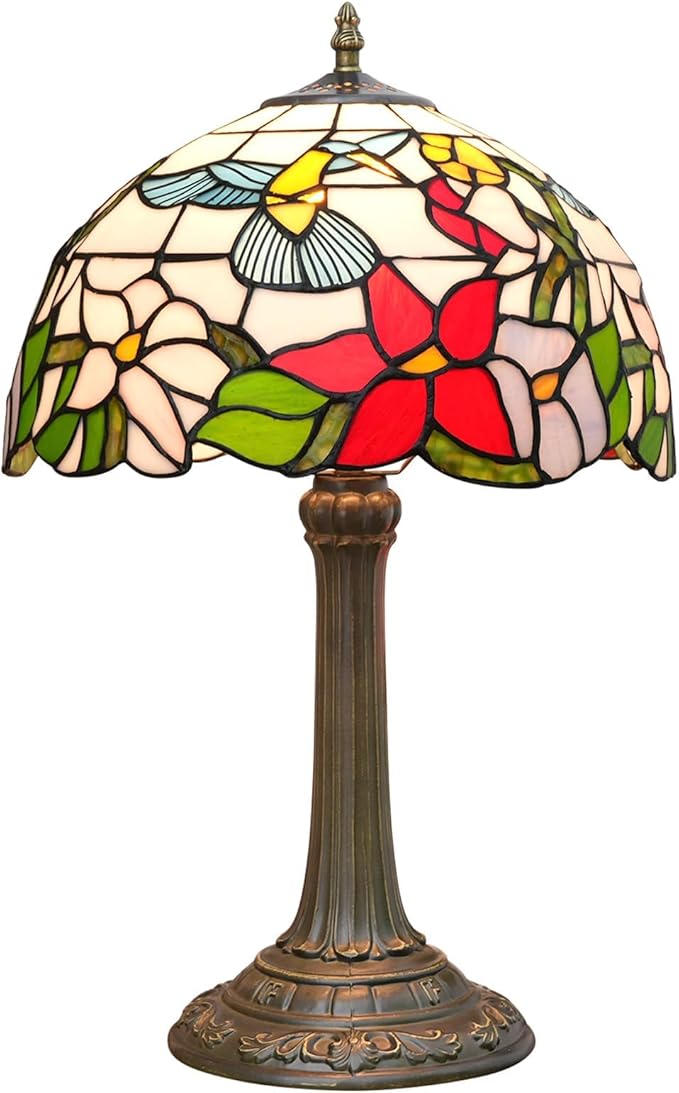Tiffany Lamp Stained Glass lamp 12 inches Bedside Table Lamps for Living Room Bedroom Dorm Kitchen Home Decor Festival Birthday Gift,Hummingbird - Bloomnest