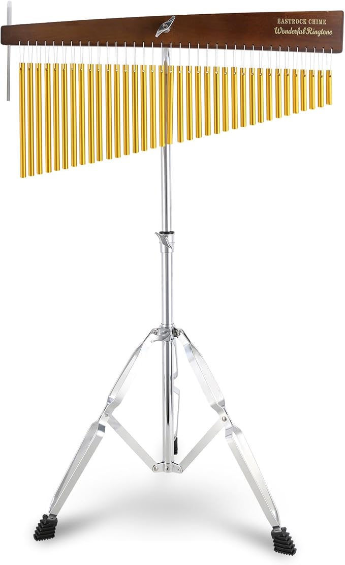 EASTROCK 36 Note Chimes Slant Style Musical Instruments Percussion Instrument European Ash Single-row Chime Bar Chimes Percussion Height-Adjustable Stand Gold - Bloomnest