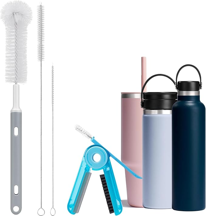 Palksky Water Bottle Cleaner Brush Kit for Hydroflask, Wide Straw Lid Brushes and Long Handle Scrubbing Bottles Brush for Hydro Flask 16/24/32/40 oz Cups Palksky