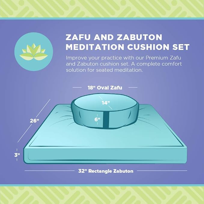 Meditation Cushion Mat Set HEMP- Large Oval Zafu Floor Pillow Organic Buckwheat Pillow + Cotton Filled HEMP Zabuton Prayer Pad - Meditation Pillow Yoga Knee Pad, Made in USA - 18" Oval, CRANBERRY Hemp - Bloomnest