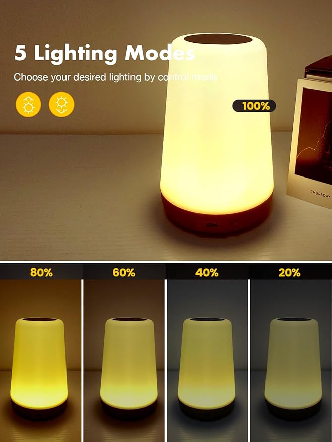 TLAOTNIY Baby Night Light, Dimmable Touch Lamp for Nursery, Portable Rechargeable Bedside Table Lamp for Bedroom, 13 RGB Colors 5 Brightness, Night Lamp for Kids Living Room Bathroom Hallway (D-2pack) - Bloomnest