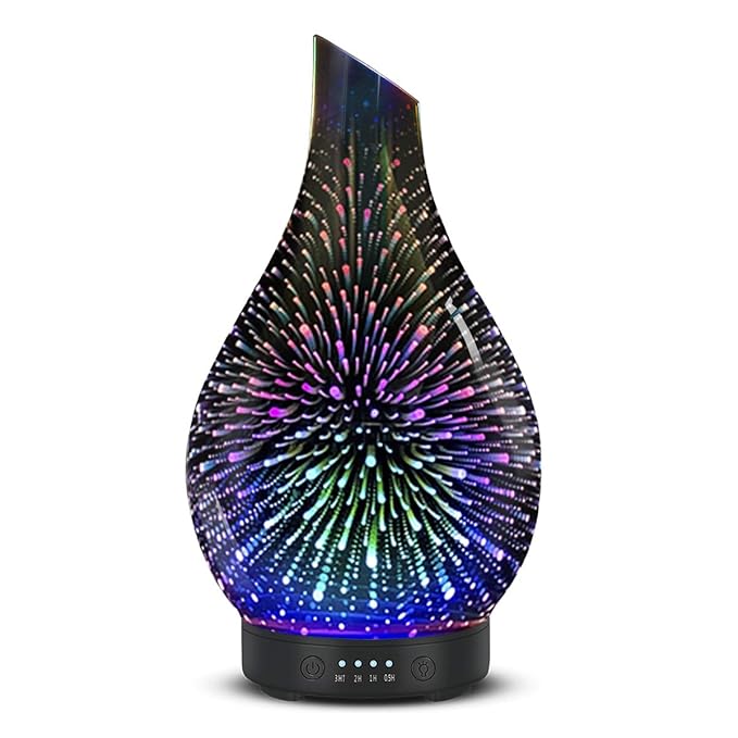 Essential Oil Diffuser 120ml Ultrasonic Aromatherapy Diffuser with Handmade Glass with Auto Shut-Off Protection 4 Timer Setting 7 Colors Changed LED Diffuser for Home Yoga Office Gifts for Women - Bloomnest