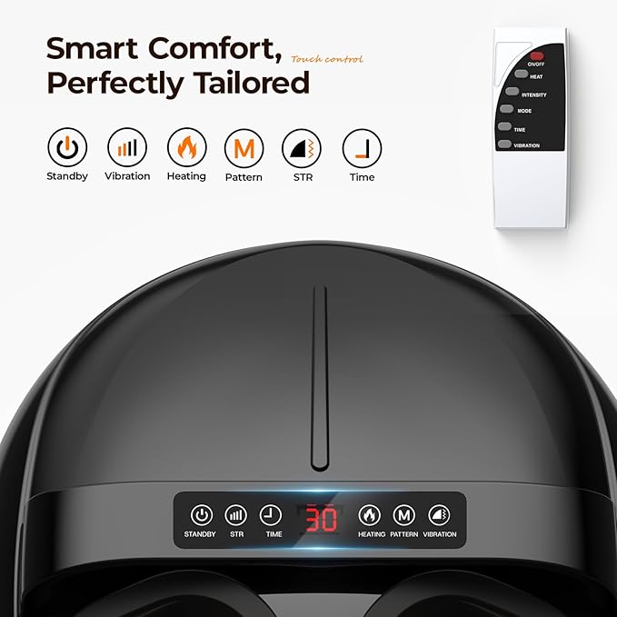 Foot Massager with Heat - Shiatsu Kneading & Rolling Compression, 5 Massage Modes with Adjustable Intensity, Fits Up to Size 13, Home Relaxation Gift - Bloomnest