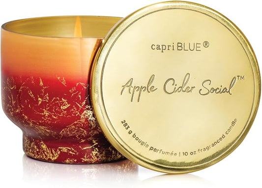 Capri Blue Glimmer Jar Candles - Luxury Holiday Scented Candles for Home - Long Lasting Soy Wax Blend - Scented Holiday & Home Decor - Apple Cider Social Inverted Jar (10 oz) - Bloomnest