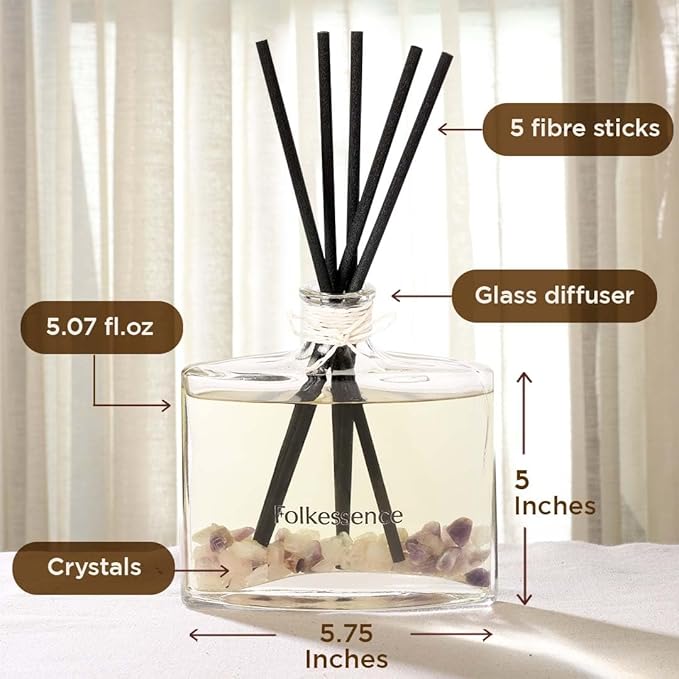 Folkulture Incense Sticks | Set of 6 (120 Sticks) Palo Santo Insence-Sticks | Sandalwood Incenses, Lemongrass, Rose Geranium | Reed Diffuser Home Decor | Scents with 5 Reed Sticks for Gift FOLKULTURE