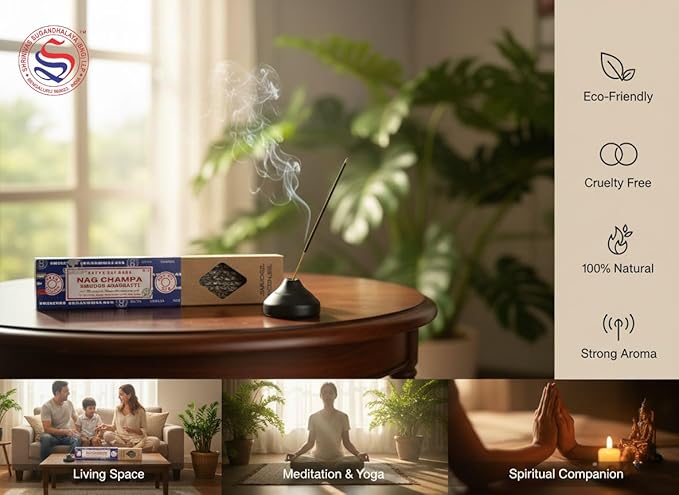 Satya Smudge Incense Stick – Hand-Rolled Indian Masala Incense for Meditation, Yoga & Spiritual Cleansing Pack of 6 (Nag Champa) SoulSticks