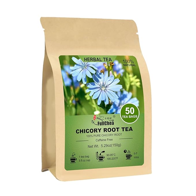 FullChea - Chicory Root Tea, 50 Teabags - Pure Chicory Root Herbal Tea - Coffee Alternative - Non-GMO - Caffeine-free - Support Liver Health & Rich in Antioxidants - Bloomnest