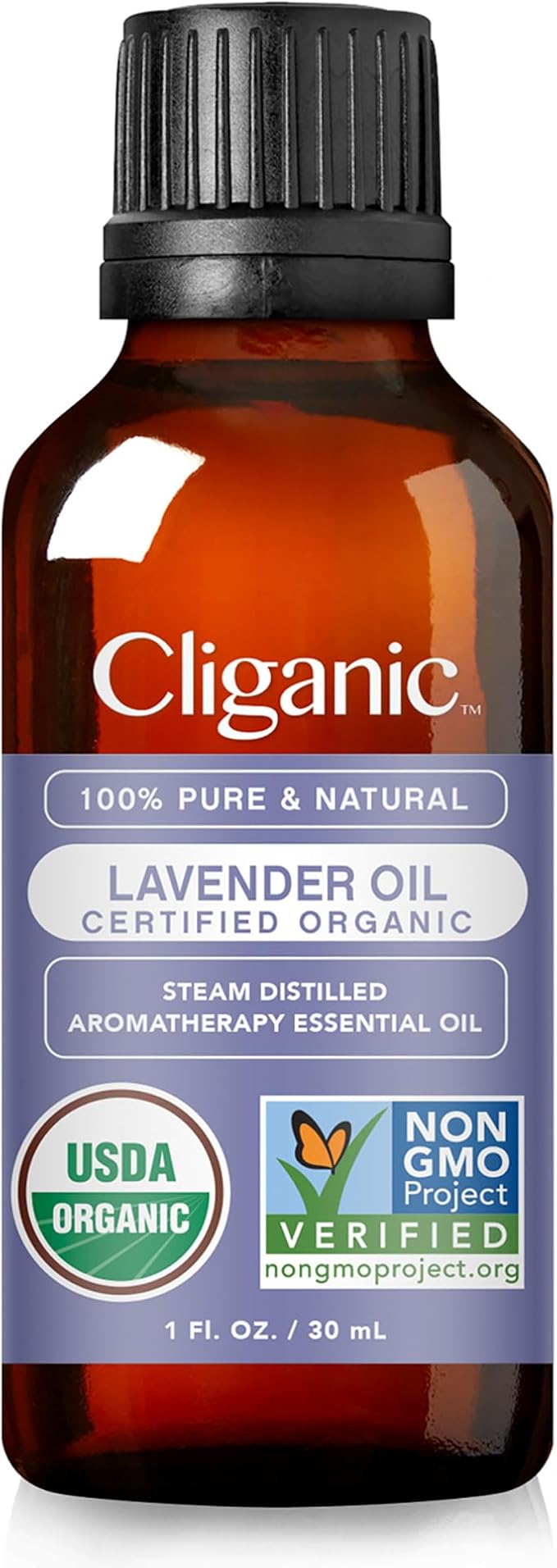 Cliganic Organic Lavender Essential Oil, 1oz - 100% Pure Natural Undiluted, for Aromatherapy Diffuser | Non-GMO Verified (Packaging May Vary) Cliganic