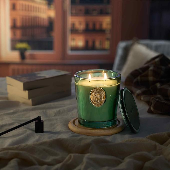 M&SENSE Large Two-Wick Soy Candle | Evergreen Pine & Emerald Green | 19.8 oz, 120H Burn Time | Luxury Scented Candle for Relaxation, Gifting, Home Décor | Ideal for Bedroom, Office, Party Ambiance - Bloomnest