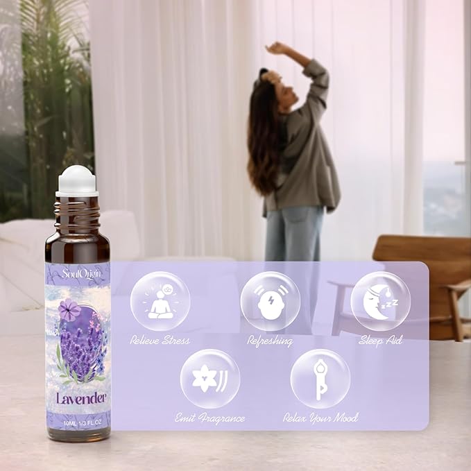 Essential Oil Roll On Set, Natural Aromatherapy Oils with Portable Roller Ball for Skin Care- Tea Tree, Frankincense & Myrrh, Lavender, Peppermint, Eucalyptus, Lemon - Gifts for Women & Men - Bloomnest