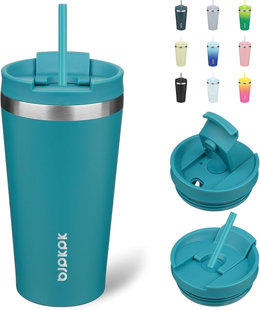 BJPKPK 18oz Tumbler With lid And Straw Stainless Steel Travel Coffee Mug Insulated Tumblers Cups,Laguna - Bloomnest