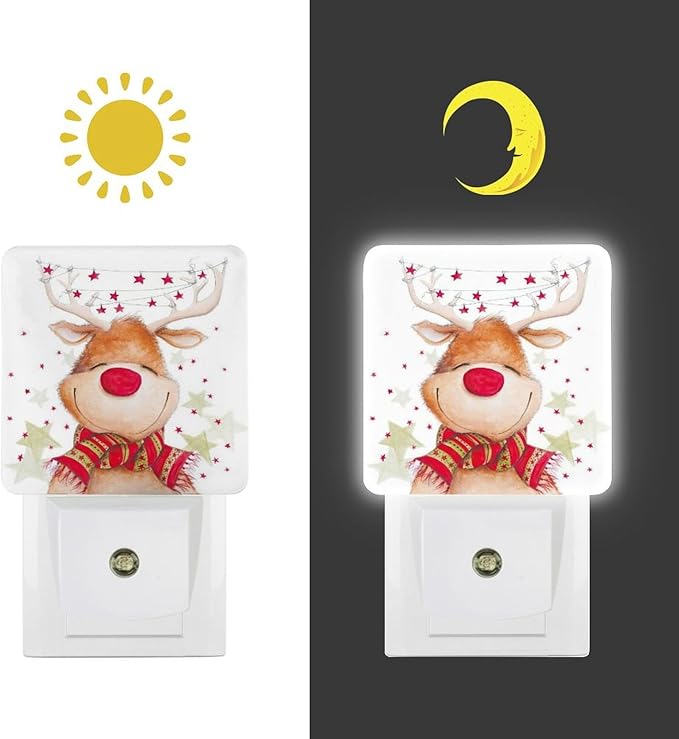 Christmas Deer Night Light, Plug into Wall Decor Nightlights for Bedroom, Bathroom, Hallway, Kitchen, with Dusk to Dawn Light Auto Sensors LED Night Lights for Boys Girls Women Men Room Gifts - Bloomnest
