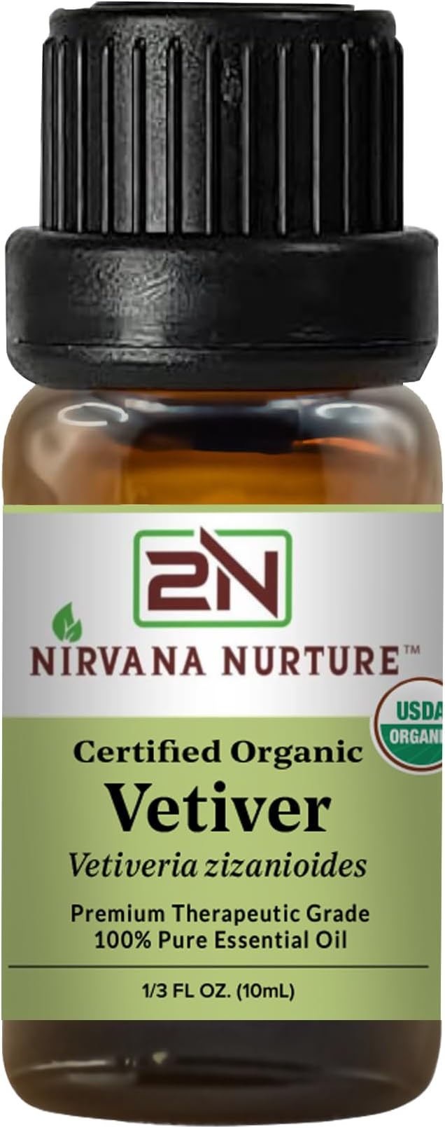 Vetiver Essential Oil, USDA Certified Organic, 100% Pure Undiluted, Aromatherapy Oil for Diffuser, Hair & Skin Care NirvanaNurture