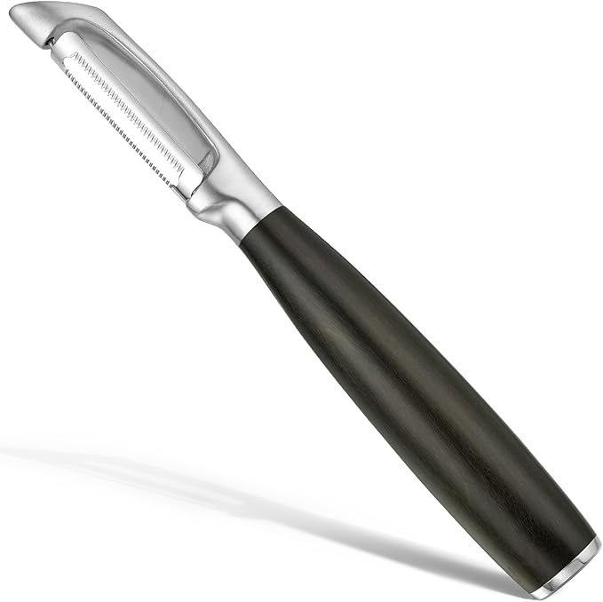 Serrated Blade Premium I Type 304 Stainless Steel Multifunctional Kitchen Peeler Real Wood Handle Ultra Sharp Blade Vegetable Potato Apple（Agarwood） - Bloomnest