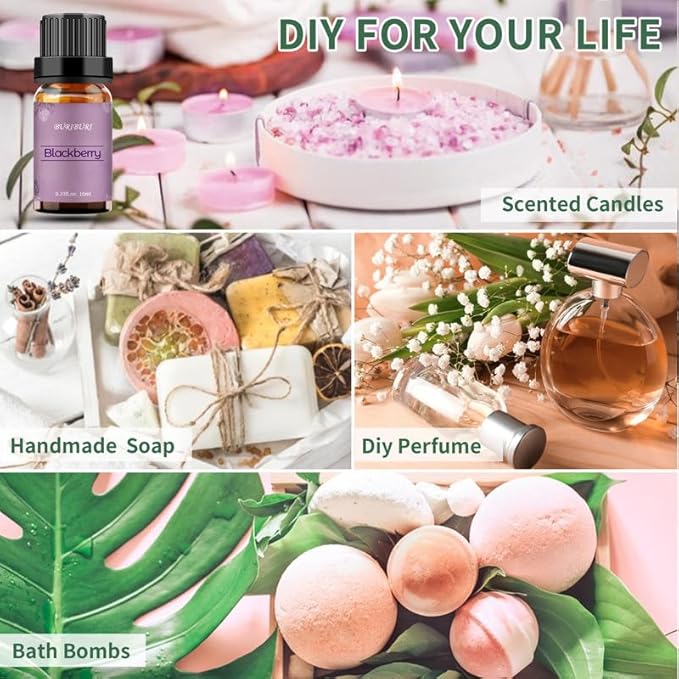 BURIBURI BlackBerry Essential Oil 10ml Premium Grade Scented Oil BlackBerry Fragrance Oil for Diffusers, Massage, Candle Making Soap Making BURIBURI