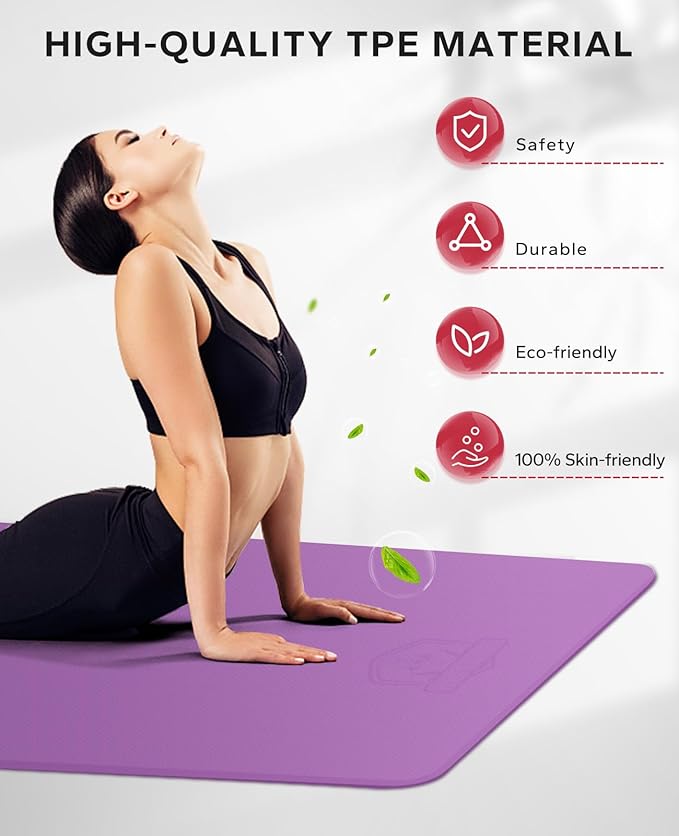 HAPBEAR Extra Large Yoga Mat - 72"x48"/78"x54", 1/4" & 1/3" Thick, Non-Slip, Durable, Eco-Friendly, Wide Exercise Mat for Home Workouts, Yoga, Pilates, Stretching, Meditation (Barefoot Exercise) - Bloomnest