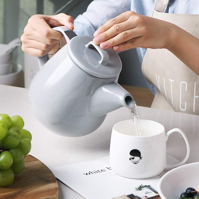 Sweejar 40oz Tea pot with Removable Stainless Steel Infuser,Dishwasher Safe Tea Pots for Loose Tea,Tea Pots with Infuser for Chrismas Women Gift (Gray) - Bloomnest