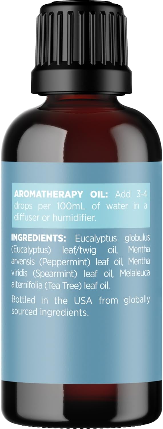 Breathe Essential Oil for Diffuser - Invigorating and Refreshing Breathe Essential Oil Blend with Eucalyptus Peppermint Tea Tree and Mint for Diffusers for Home and Shower Aromatherapy (1 Fl Oz) - Bloomnest