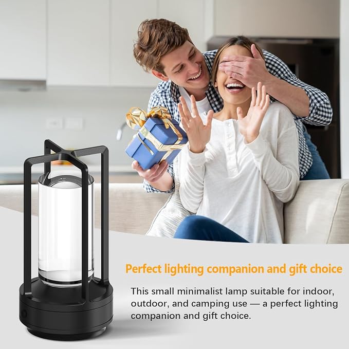 Small Cordless Table Lamps Rechargeable Set of 2 for Indoor/Outdoor, Portable Battery Operated Powered Lamps, Dimmable 3 Color Modes Waterproof, LED Desk Lights for Bedroom/Restaurant/Camping-Black - Bloomnest
