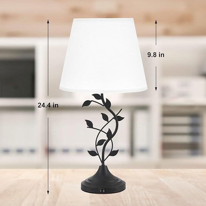 Kakanuo USB Table Lamp Bedside Lamp with USB C Charging Ports, White Traditional Nightstand Lamp Desk Lamp Large Retro Table Lamp for Bedroom and Living Room - Bloomnest