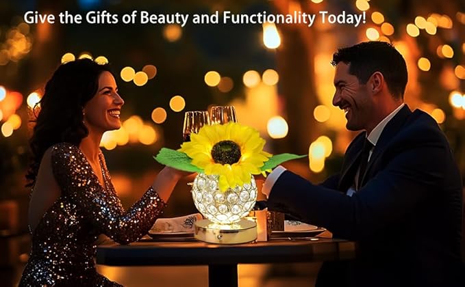Flower Lamp with USB Charge,3-Colour Infinitely Dimmable Artificial Sunflower LED Table Lamp,Rechargeable Cordless Touch Small Night Light,Gift Ideas for Mothers Day,Xmas,Birthday (Sunflowers02) - Bloomnest