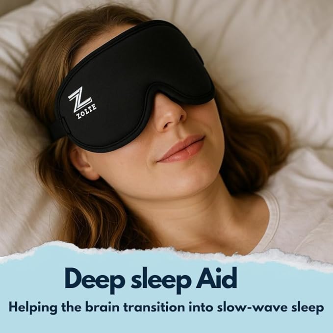 ZOLTE 3D Sleep Eye Mask for Men Women, No Eye Pressure, 3D Sleeping Mask, Contoured Memory Foam, Light Blocking, Adjustable Strap – Soft & Breathable for Deep Sleep, Travel & Meditation. Black