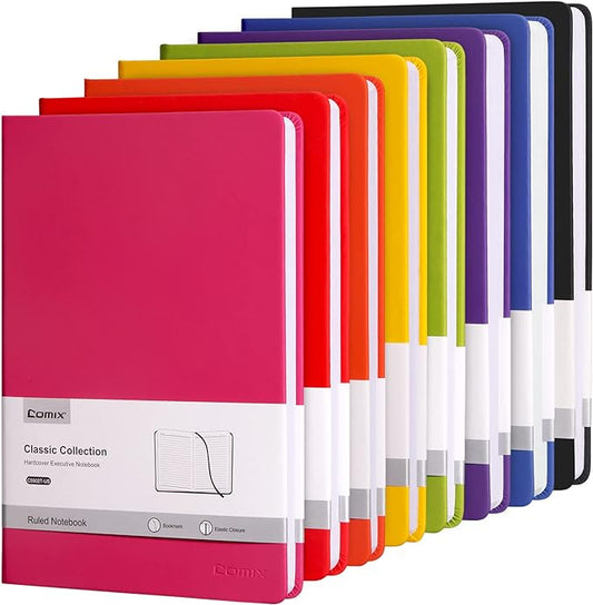 Comix 8 Pack Lined Journal Notebooks for Work, 240 Pages, 5.5"x8.3", Hardcover, A5 Medium College Ruled, Journaling Notebooks for Notes-taking, Fits for Office School Home - Bloomnest