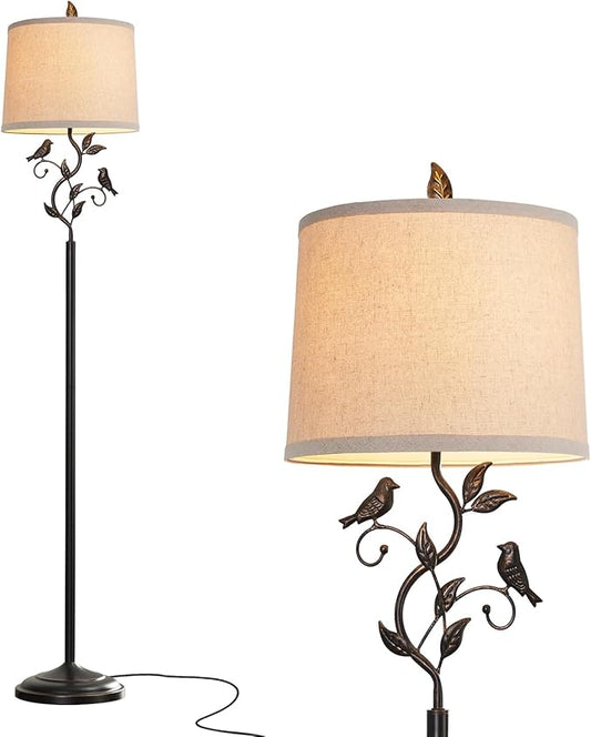 RORIANO 63" Rustic Leaf Floor Lamp for Living Room, Unique Bird Tall Standing Lamp with Rotary Switch, Vintage Floor Lamps for Bedroom Study Room, Bulb Included - Bloomnest