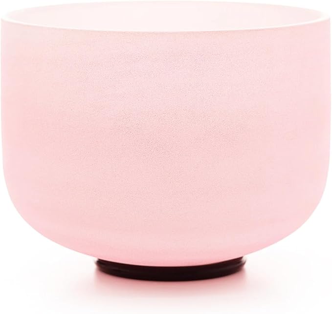 Hye-eun Pink Crystal Singing Bowls Set, 432hz 8"G 10"F 12"C 3pcs Frosted Quartz Chakra Sound Bowl with Beige Carrying Case for Sound Healing Yoga Meditation - Bloomnest