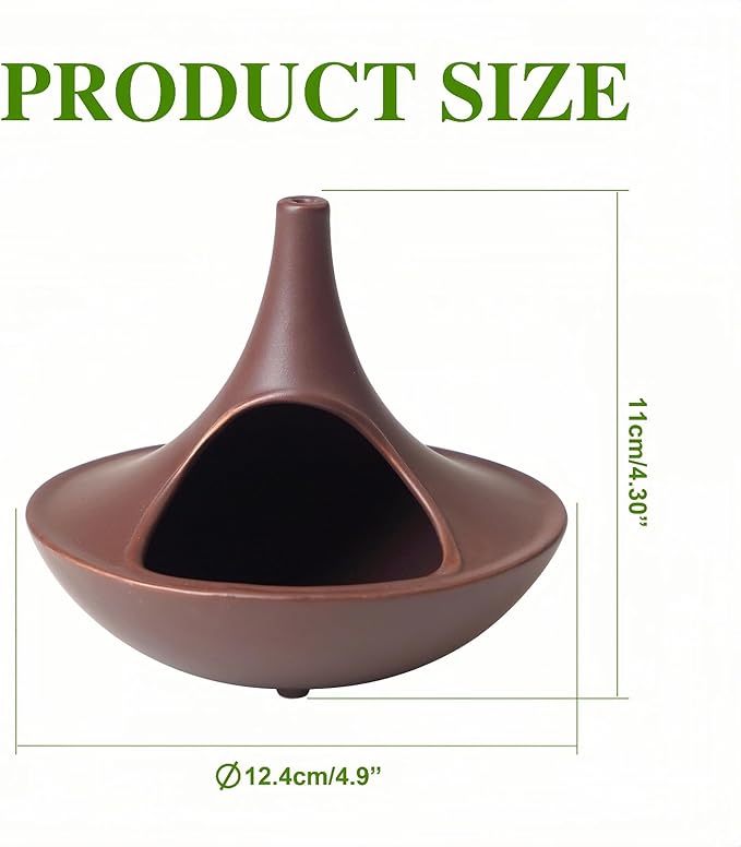 3 in 1 Incense Holder for Palo Santo Sticks Sage Bundles Cone Incense, Handcrafted Ceramic Incense Burner Holder Ash Catcher with Chimney, Smudge Bowl for Yoga Meditation Home Decor (Chimney Red) GRAMSTORMAX
