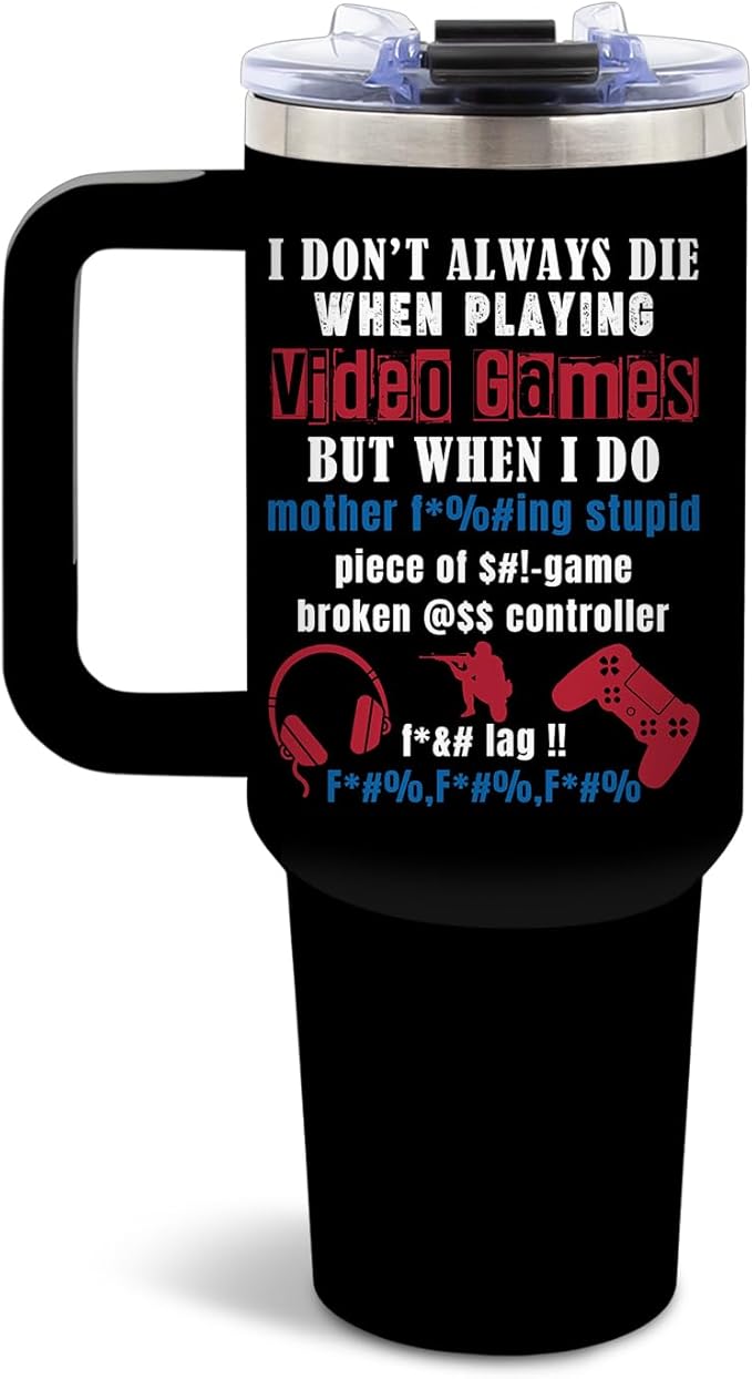 DUUV Gamer Gifts for Men, Video Game Tumbler 40 Oz with Handle and Straws, Gaming Gifts for Men Boys Kids Teen Son Adults Dad Husband, Christmas Thanksgiving Birthday Gift for Gamers, 1PCS - Bloomnest