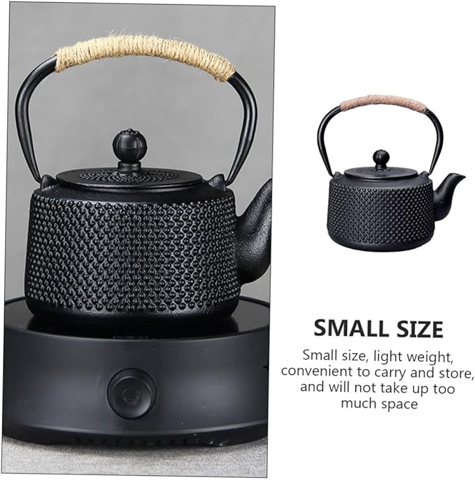 Japanese Cast Iron Tea Kettle with Infuser Metal Teapot for Home and Office Small Sturdy Desktop Tea Kettle Retro Design