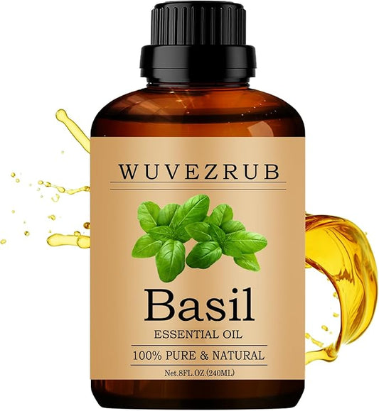 Basil Essential Oils 240ML, 100% Pure and Natural Essential Oil for Aromatherapy Diffuser - 8 Fl Oz/Basil