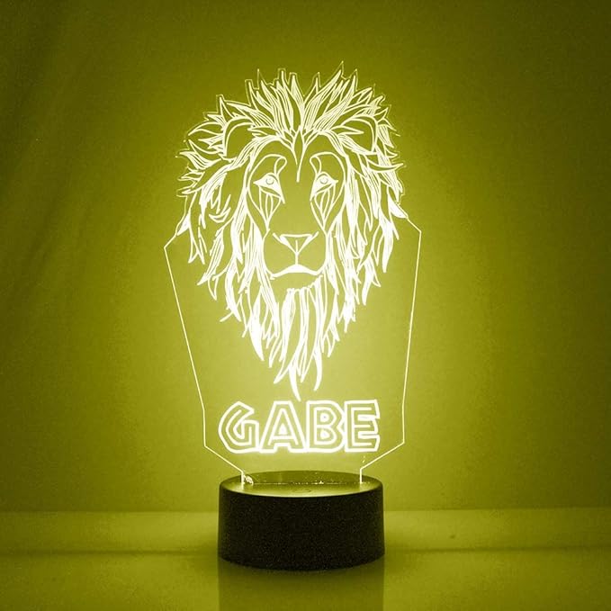 Lion Custom 3D Illusion Lamp with Remote | LED Night Light with Personalized Name, Logo, Image, Design | 4 Modes, 16 Light Colors | USB or Battery Power | Made in The USA - Bloomnest