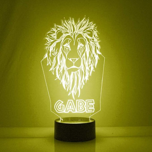 Lion Custom 3D Illusion Lamp with Remote | LED Night Light with Personalized Name, Logo, Image, Design | 4 Modes, 16 Light Colors | USB or Battery Power | Made in The USA - Bloomnest