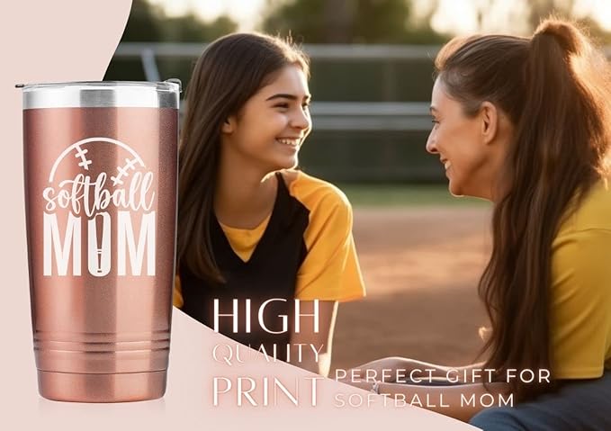 Onebttl Softball Mom Gifts, Gifts for Softball Player Daughter 20oz Skinny Stainless Steel Cup with Lid and Straw- Rose Gold - Bloomnest