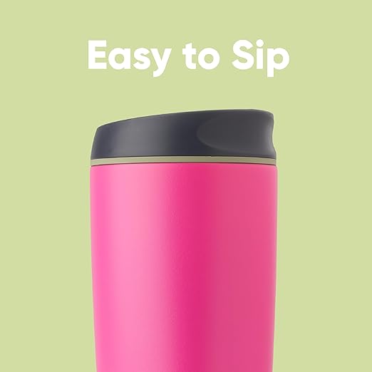 Owala SmoothSip Insulated Stainless Steel Coffee Tumbler, Reusable Iced Coffee Cup, Hot Coffee Travel Mug, BPA Free, 20 oz, Pink (Watermelon Breeze) Owala
