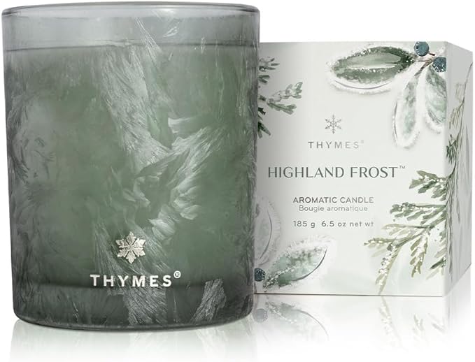 Thymes Scented Candles for Home Decor - Luxury Home Fragrance Gifts for Women & Men - Winter Candles with Crisp Notes of Sage, Eucalyptus, & Cypress Needles - Sage-Green (Highland Frost, 6.5 oz) - Bloomnest