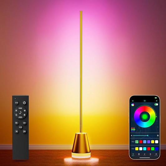 Keepsmile Smart RGB LED Corner Floor Lamp,172 LEDs Bright Standing Lamps for Living Room with APP and Remote,Modern Floor Lamp with Music Sync and 16 Million Colors, Ambient Lighting for Bedroom Gold - Bloomnest