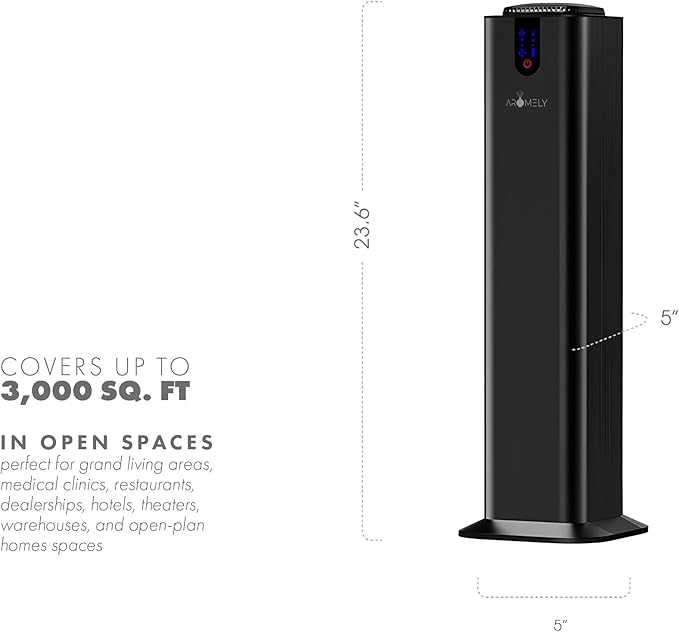 Aromely Smart Bluetooth Scent Diffuser, Aromatherapy Nebulizing Waterless Diffuser for Two-Story Homes, Offices & Open Areas, App Controlled Perfect Aroma Diffuser Up to 3,000 SQFT - Black - Bloomnest