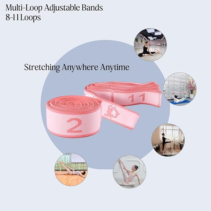 Multi-Loop Stretch Band - Yoga, Pilates, Ballet, and Physical Therapy Stretching Strap for Flexibility, Leg Stretching, and Exercise - Durable Stretching Equipment for Dance and Fitness - Bloomnest